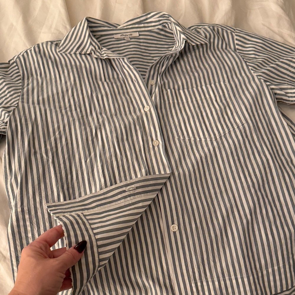 Madewell Blue and White Striped Shirt